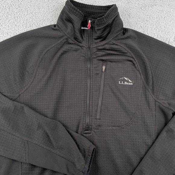 LL Bean Pullover Mens Small Black Fleece Performance 1/2 Zip Hiking Polartec - Picture 1 of 9